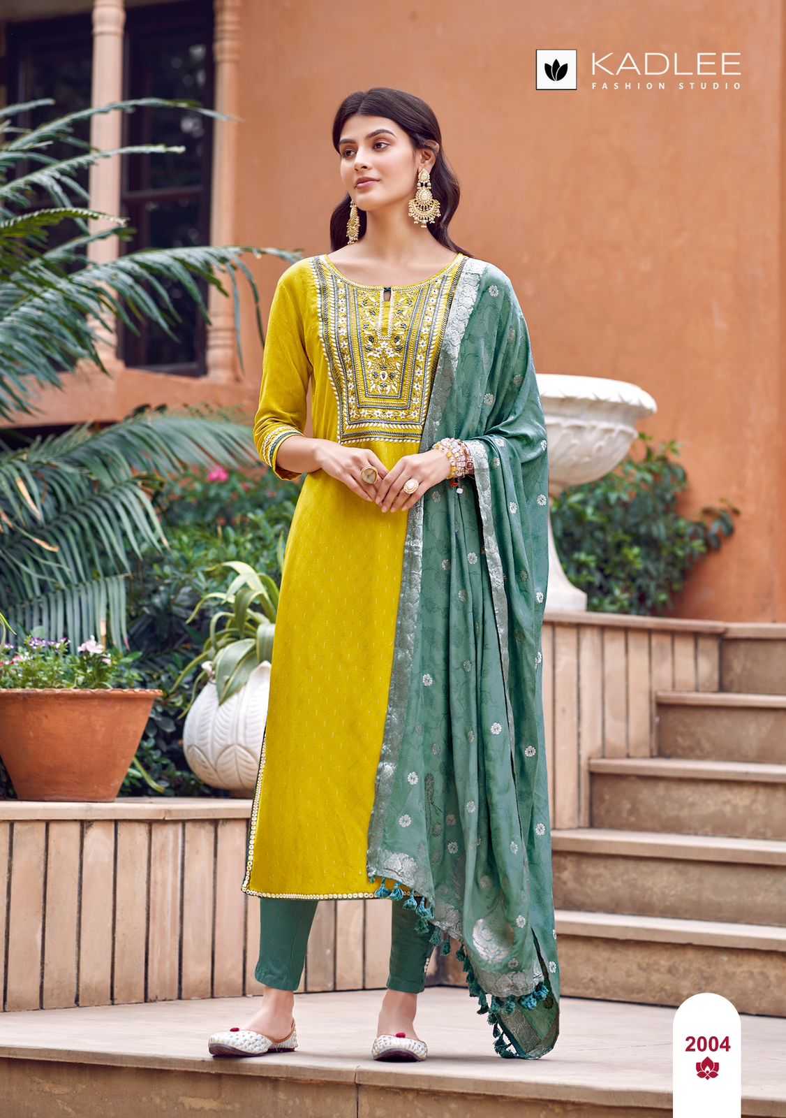 kadlee kavya readymade elegant work catalog kurti bottom and duppata set 
