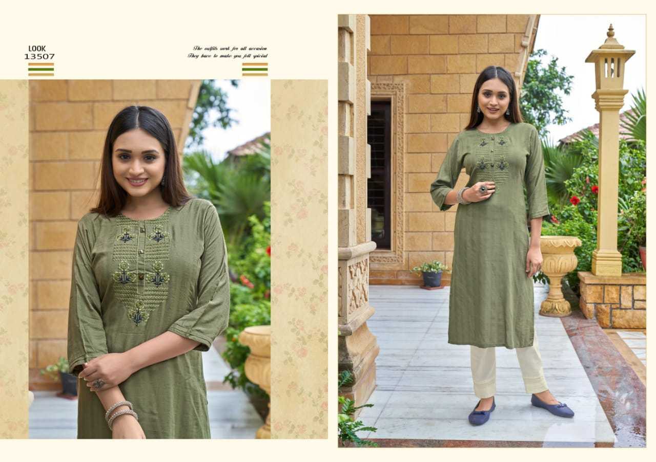 kalaroop kajree intex stitched embroidery work kurti catalog