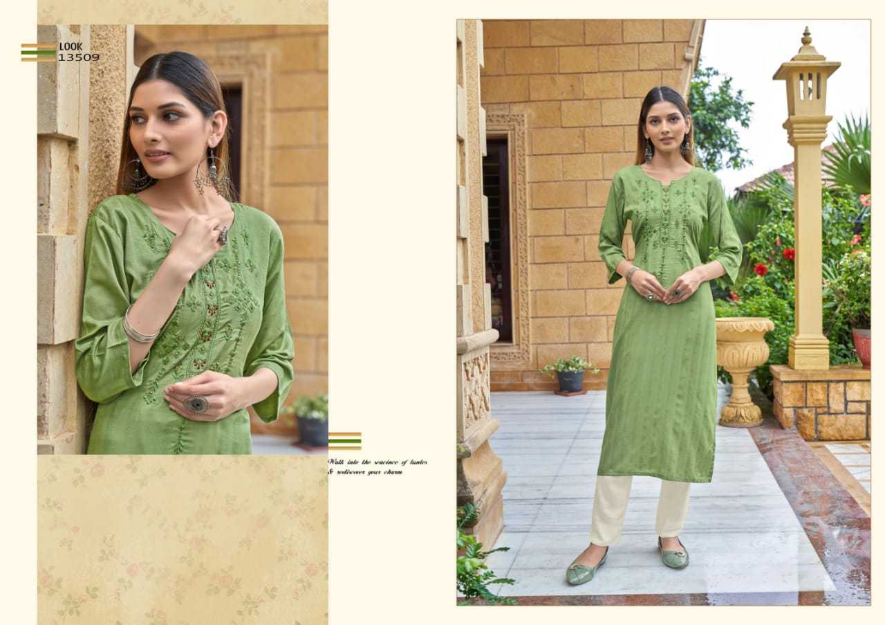 kalaroop kajree intex stitched embroidery work kurti catalog