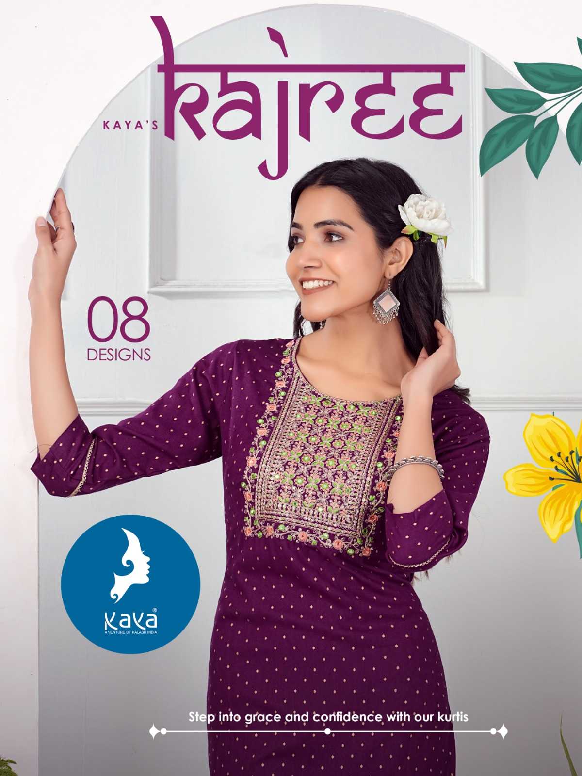 kaya kajree fancy work straight readymade kurti in plus size