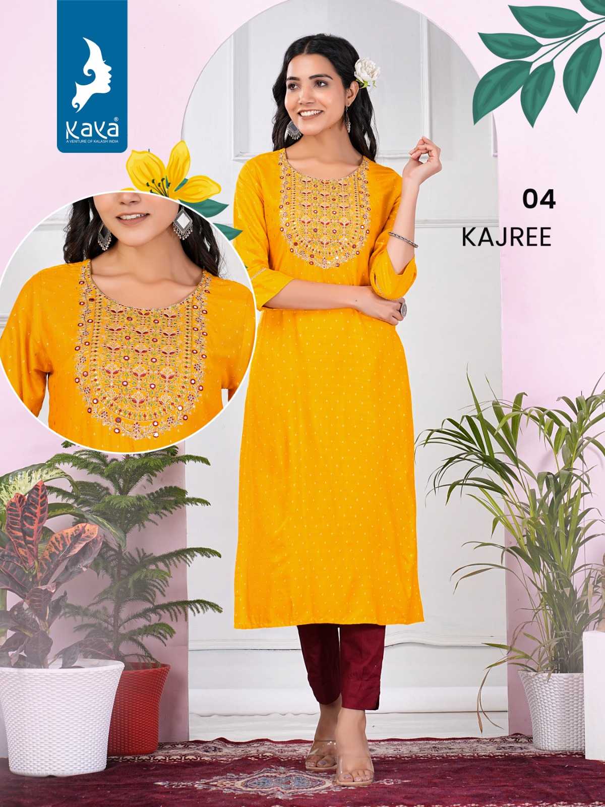 kaya kajree fancy work straight readymade kurti in plus size