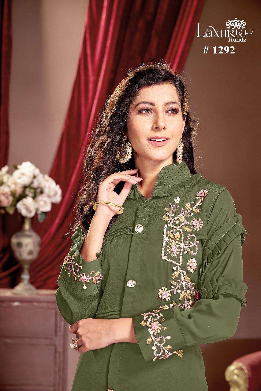 laxuria 1292 designer fancy cord set goregous handwork fullstitch pakistani kurti with pant