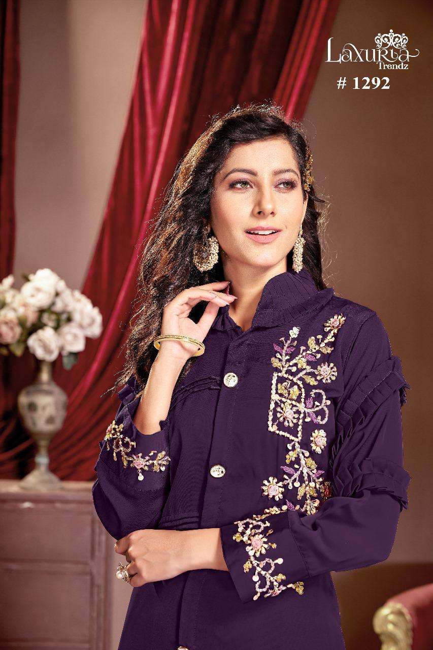 laxuria 1292 designer fancy cord set goregous handwork fullstitch pakistani kurti with pant