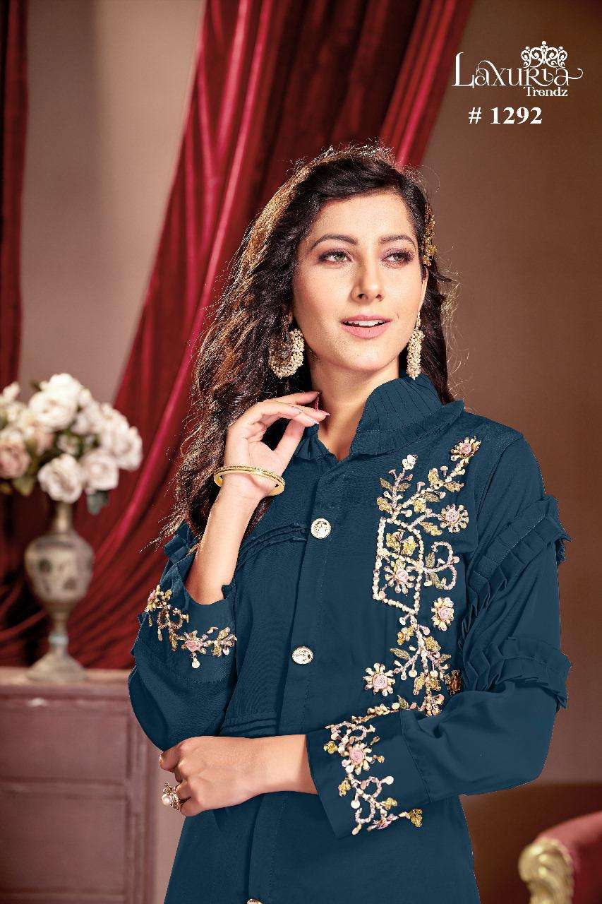 laxuria 1292 designer fancy cord set goregous handwork fullstitch pakistani kurti with pant