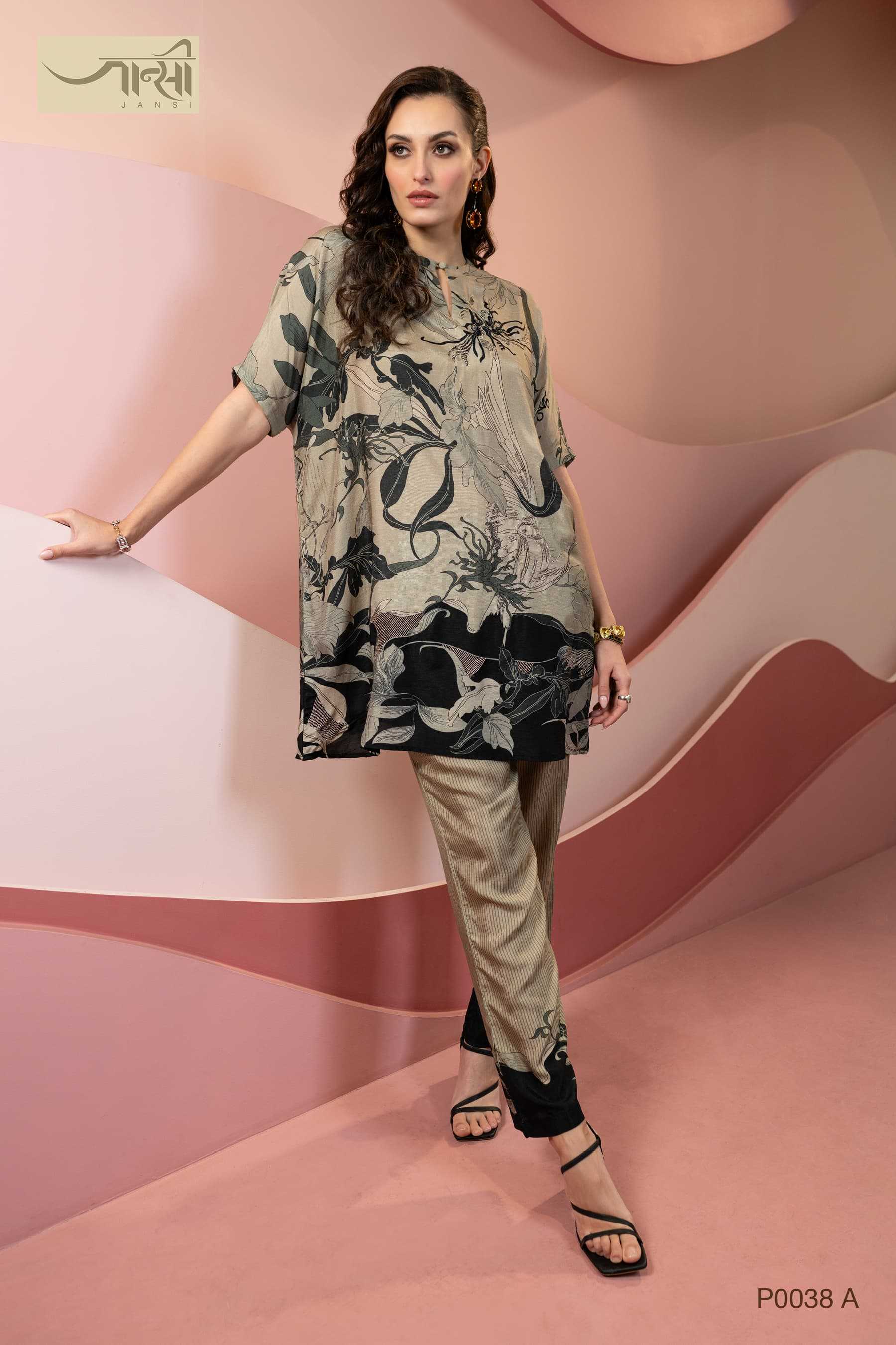 omtex jansi p0038 ab stylish digital print readymade cord combo set