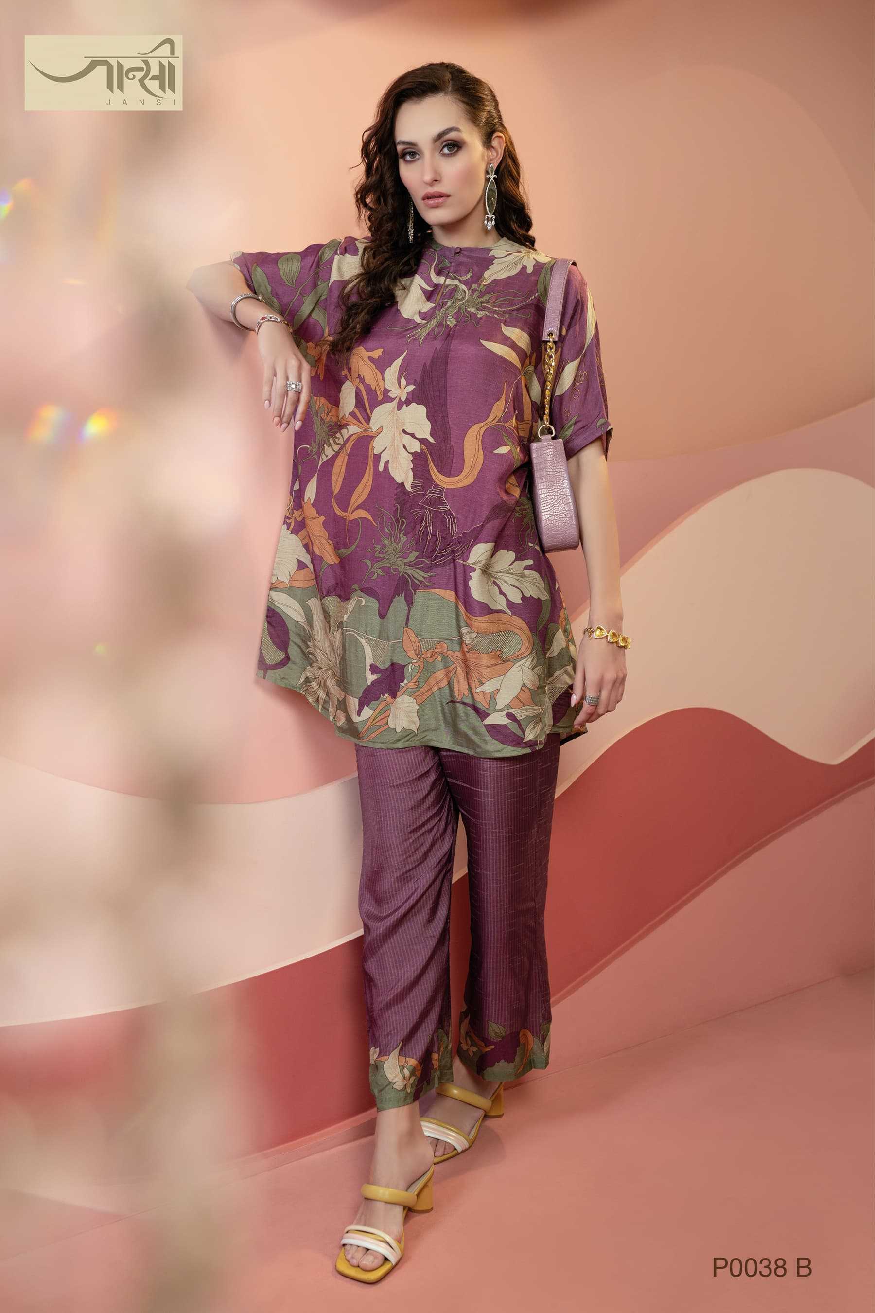 omtex jansi p0038 ab stylish digital print readymade cord combo set