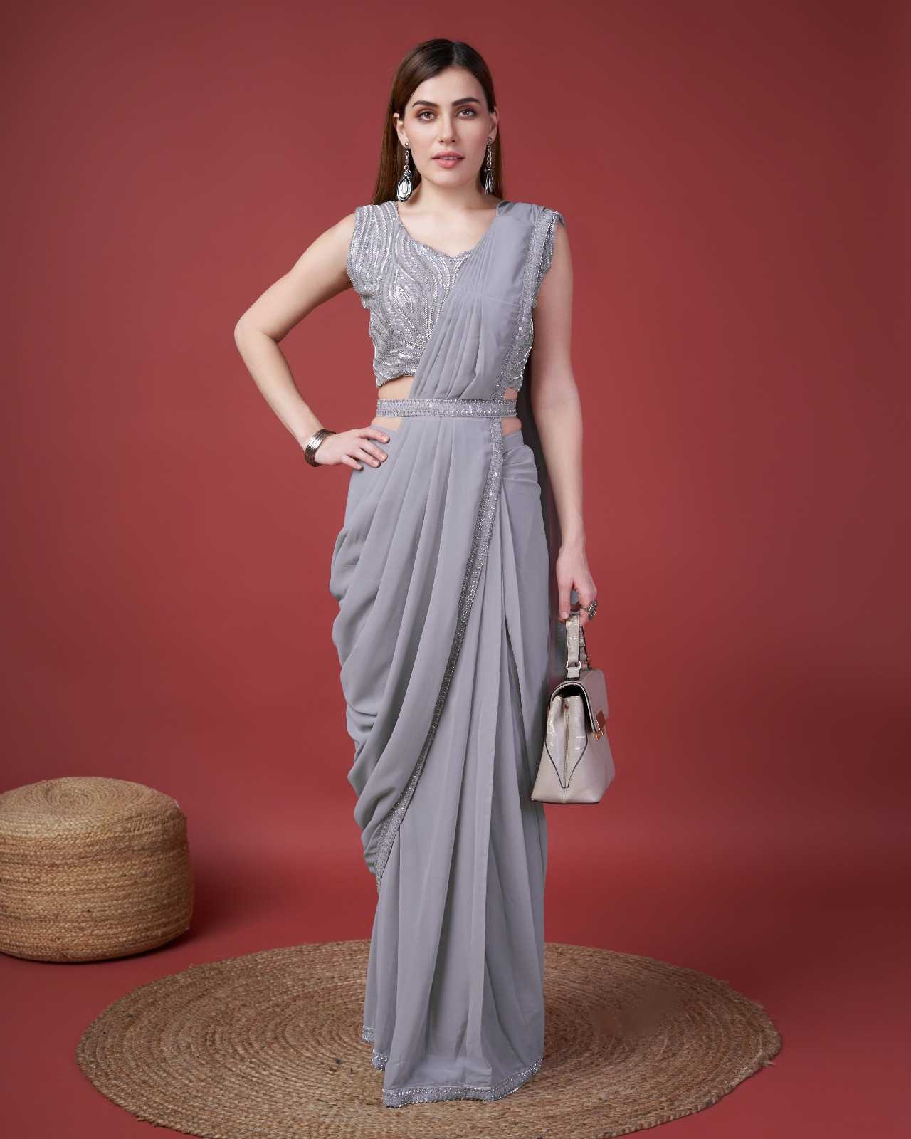 pr a307 designer party wear georgette emboridery work stylish readymade sarees