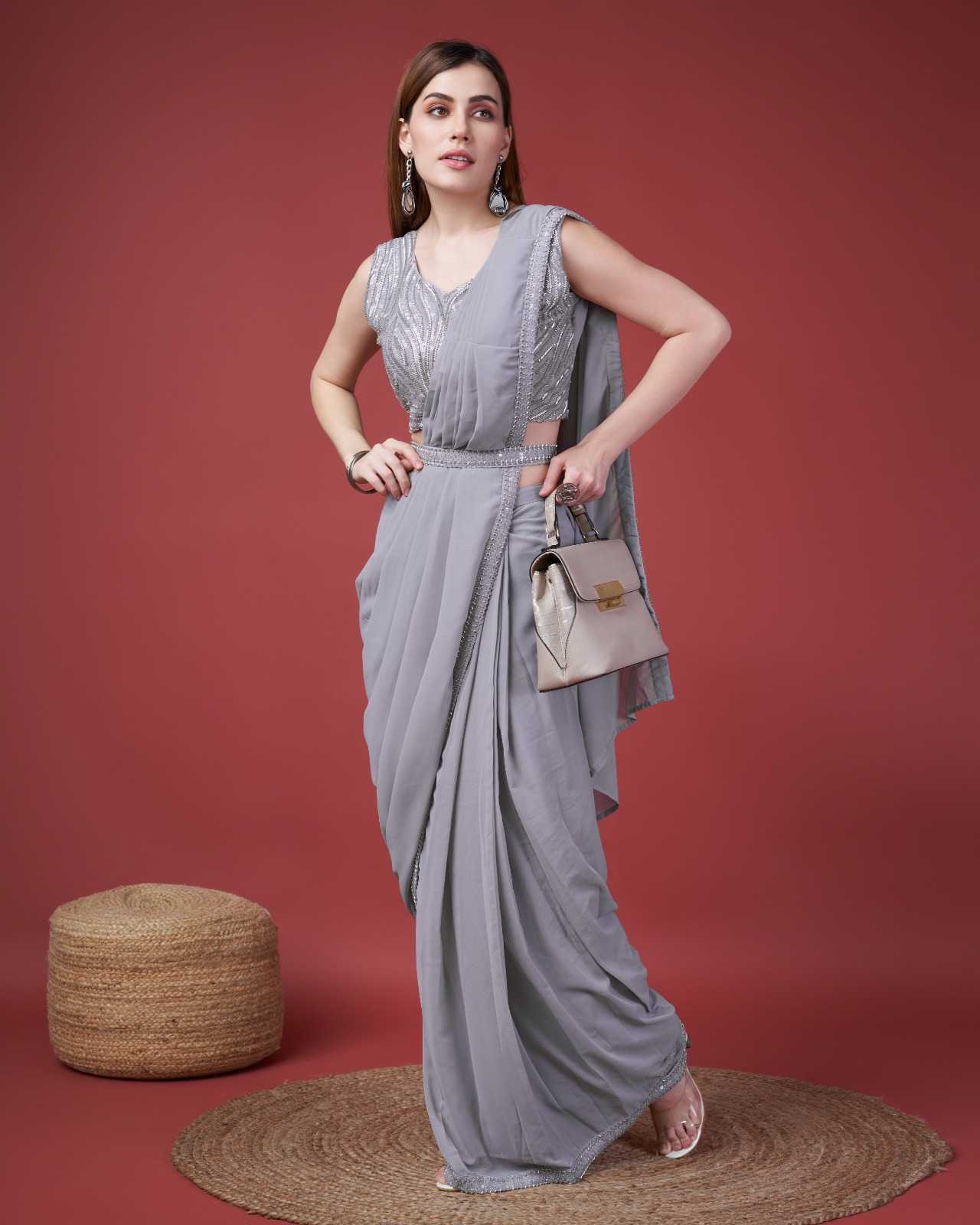 pr a307 designer party wear georgette emboridery work stylish readymade sarees