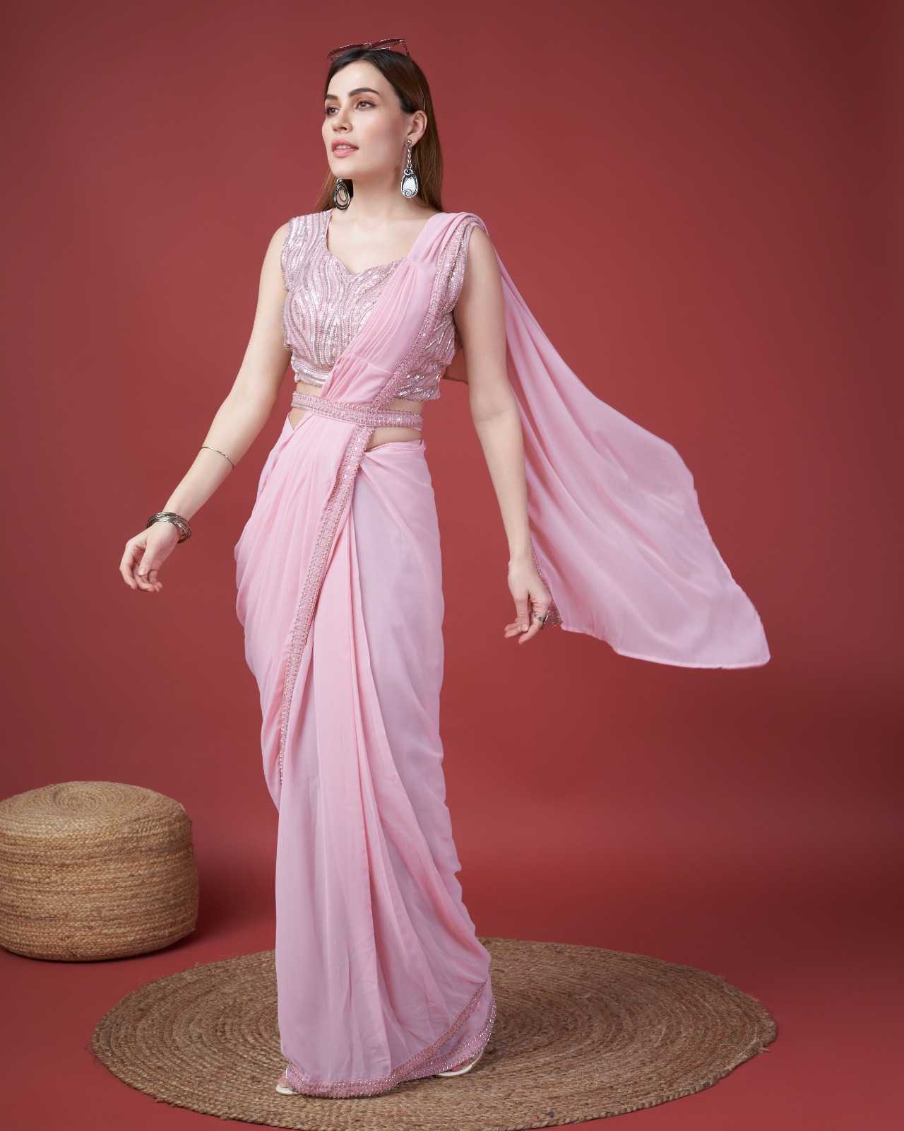 pr a307 designer party wear georgette emboridery work stylish readymade sarees