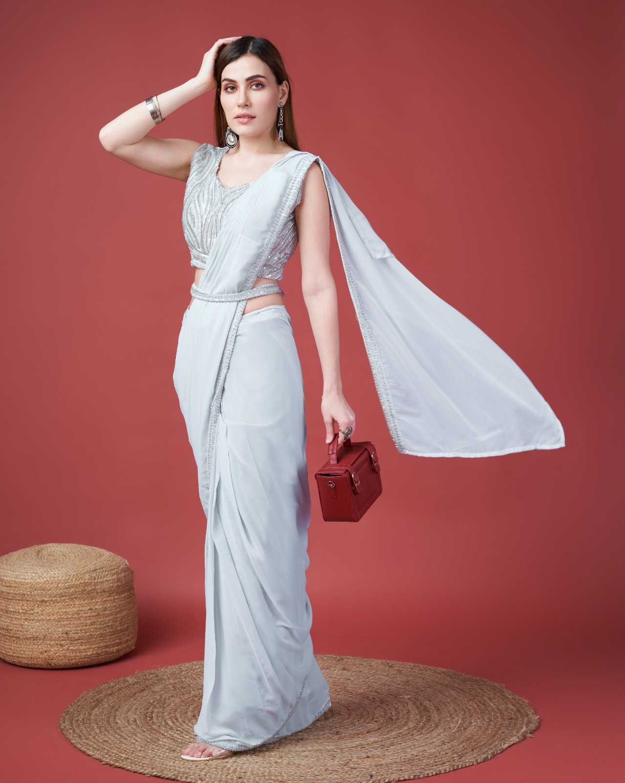 pr a307 designer party wear georgette emboridery work stylish readymade sarees