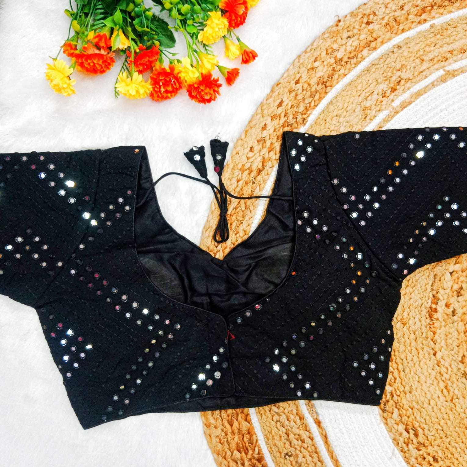 pr georgette mirror work part 2 readymade fancy blouse catalog