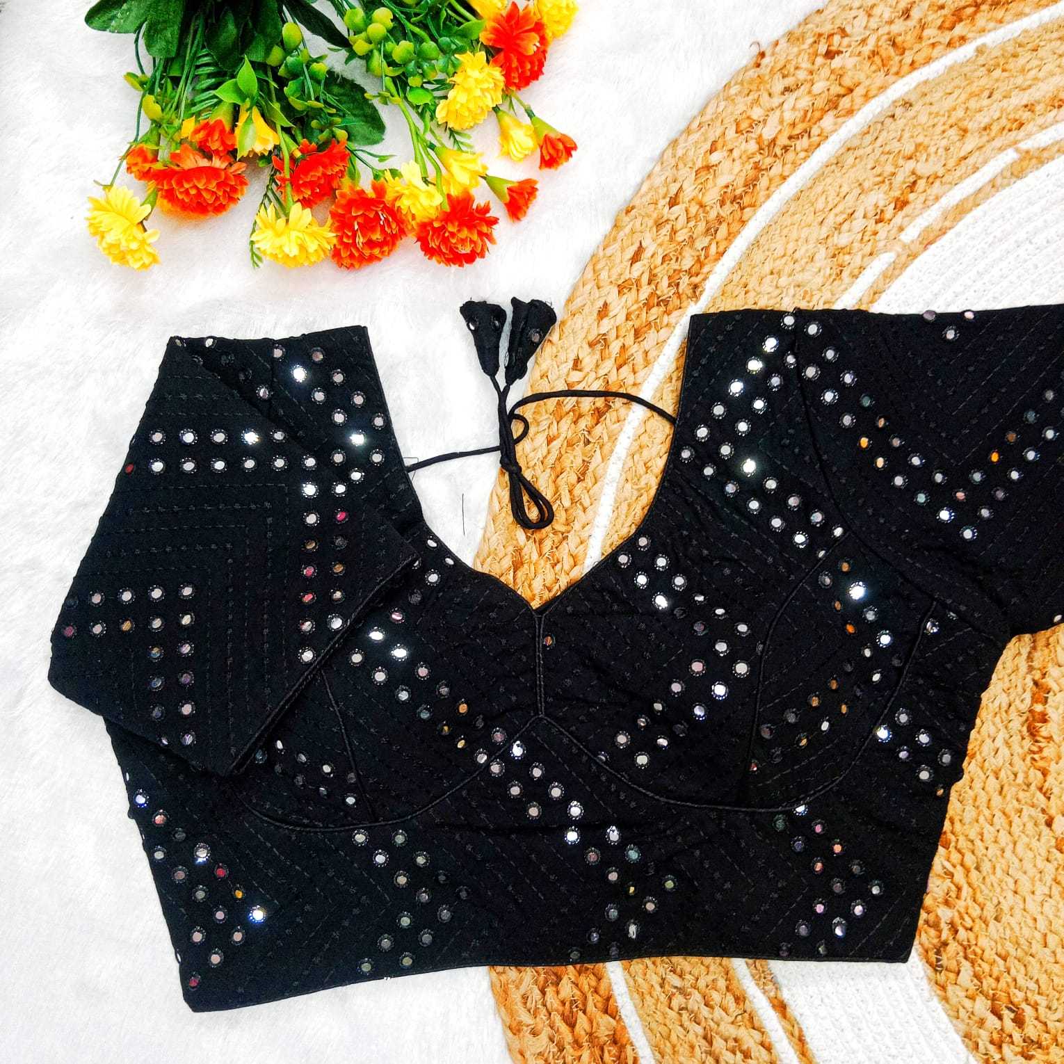 pr georgette mirror work part 2 readymade fancy blouse catalog