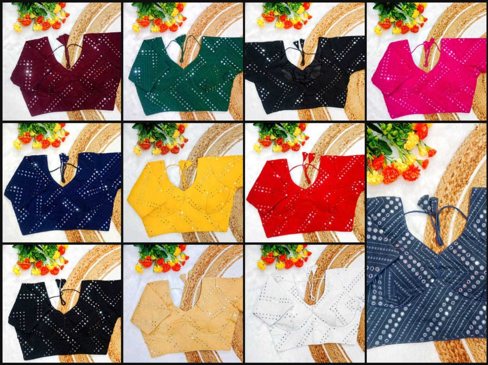 pr georgette mirror work part 2 readymade fancy blouse catalog