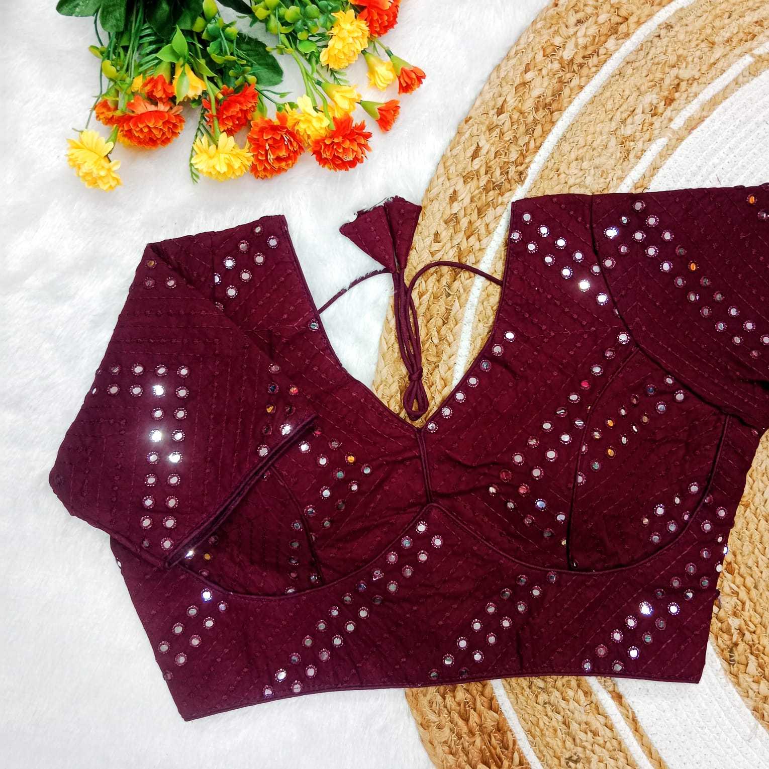 pr georgette mirror work part 2 readymade fancy blouse catalog