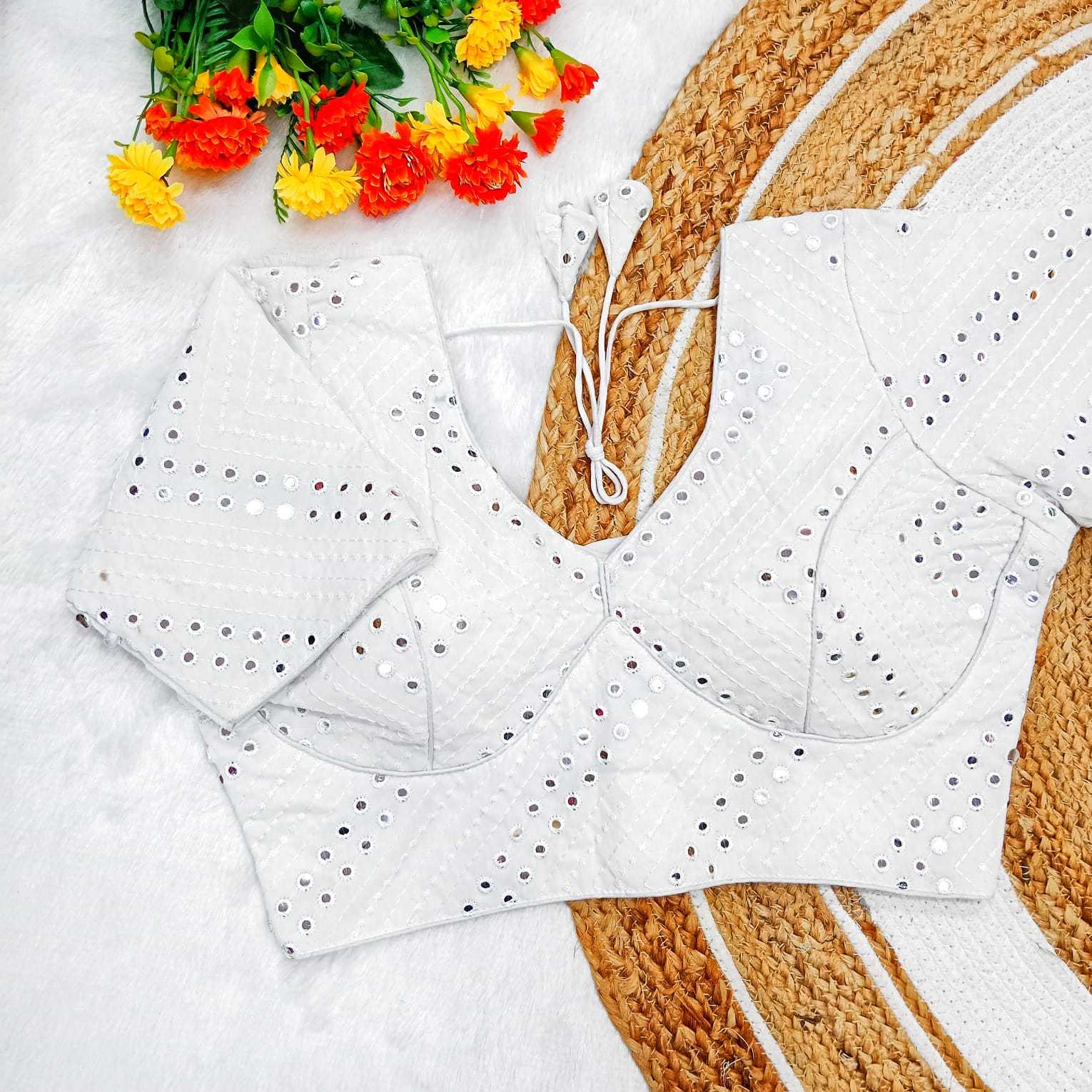 pr georgette mirror work part 2 readymade fancy blouse catalog