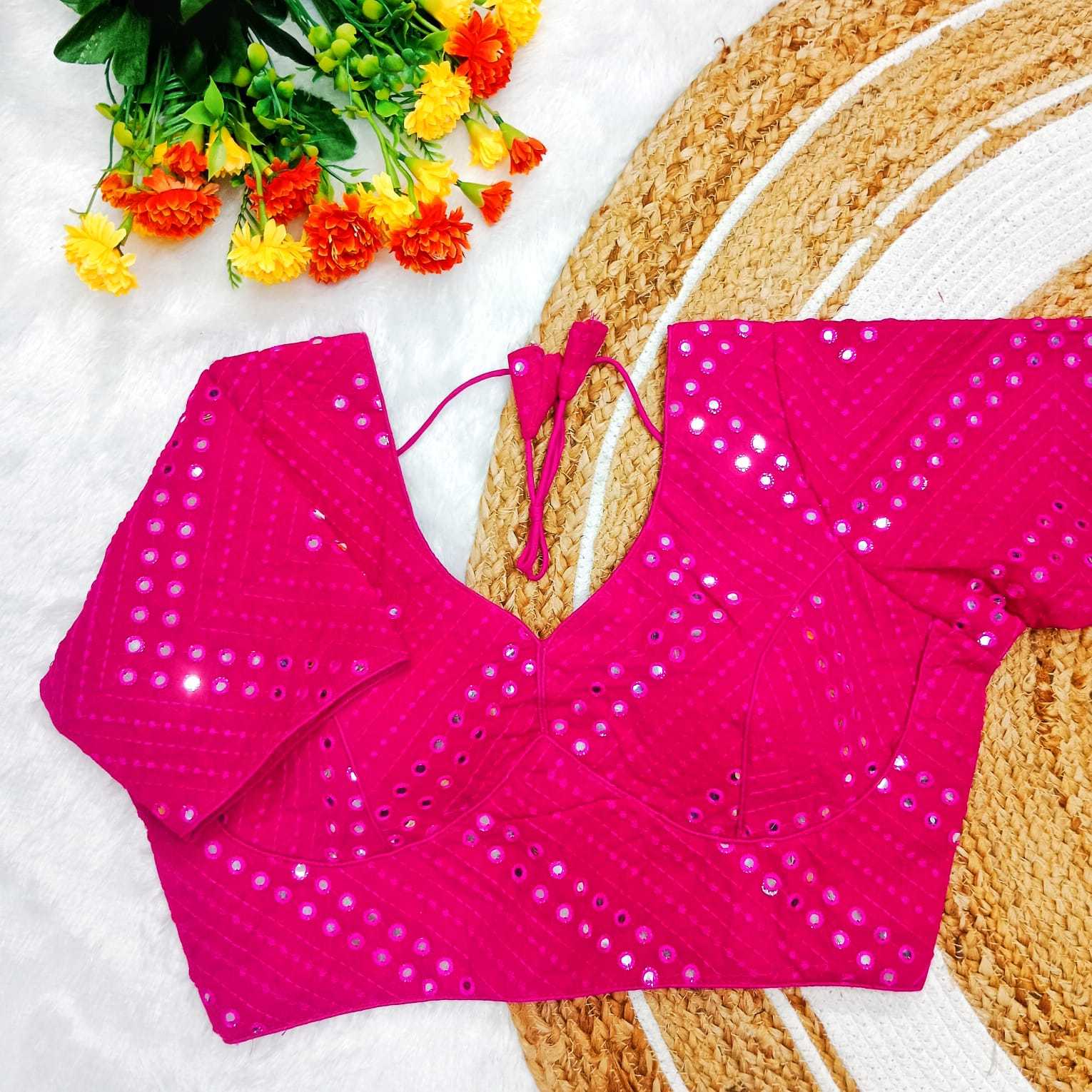 pr georgette mirror work part 2 readymade fancy blouse catalog