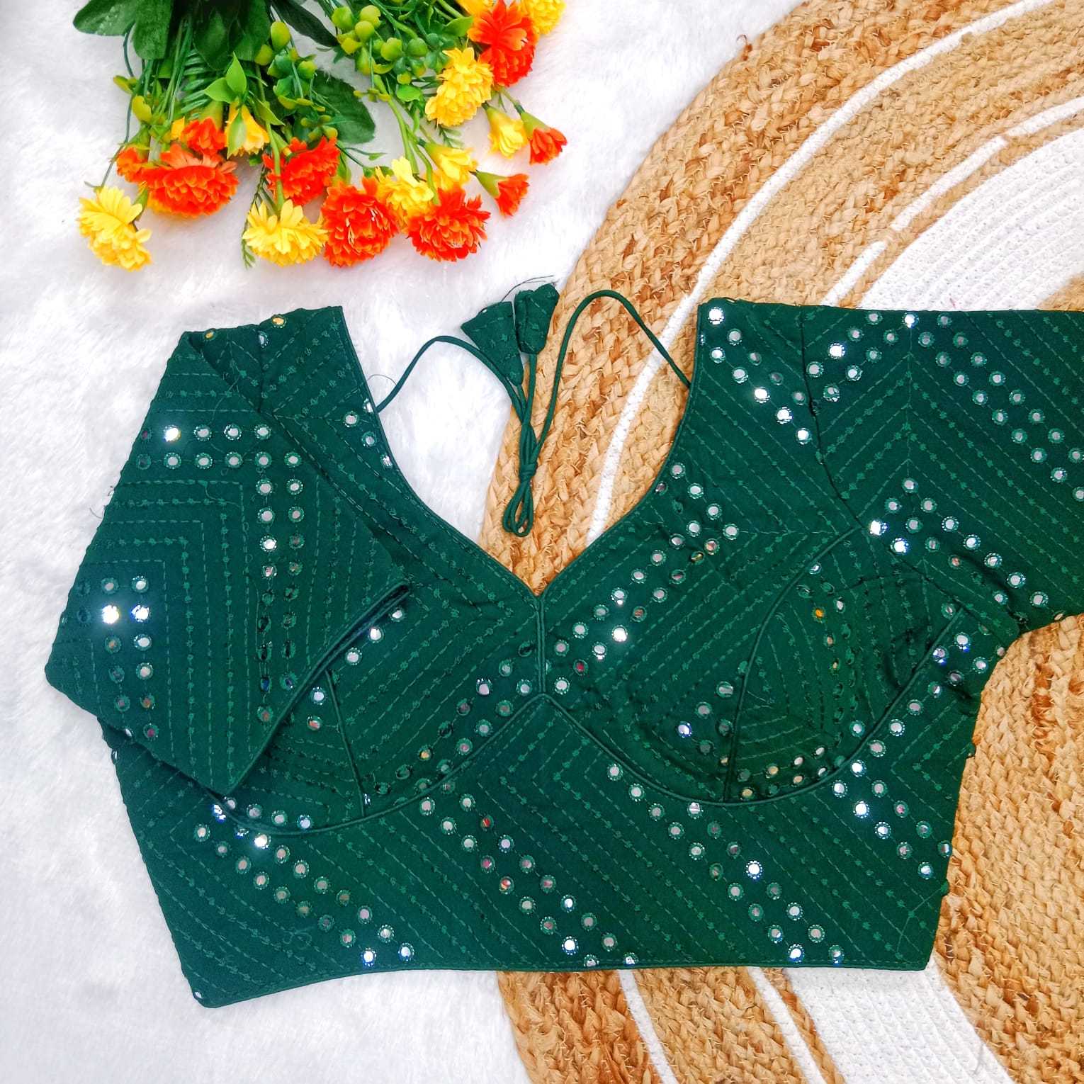 pr georgette mirror work part 2 readymade fancy blouse catalog