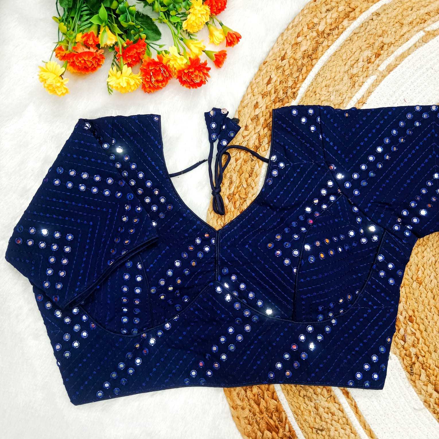 pr georgette mirror work part 2 readymade fancy blouse catalog