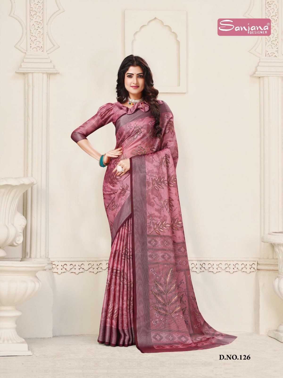 universal vol 5 by sanjana designer adorable fancy brasso foil sarees catalog