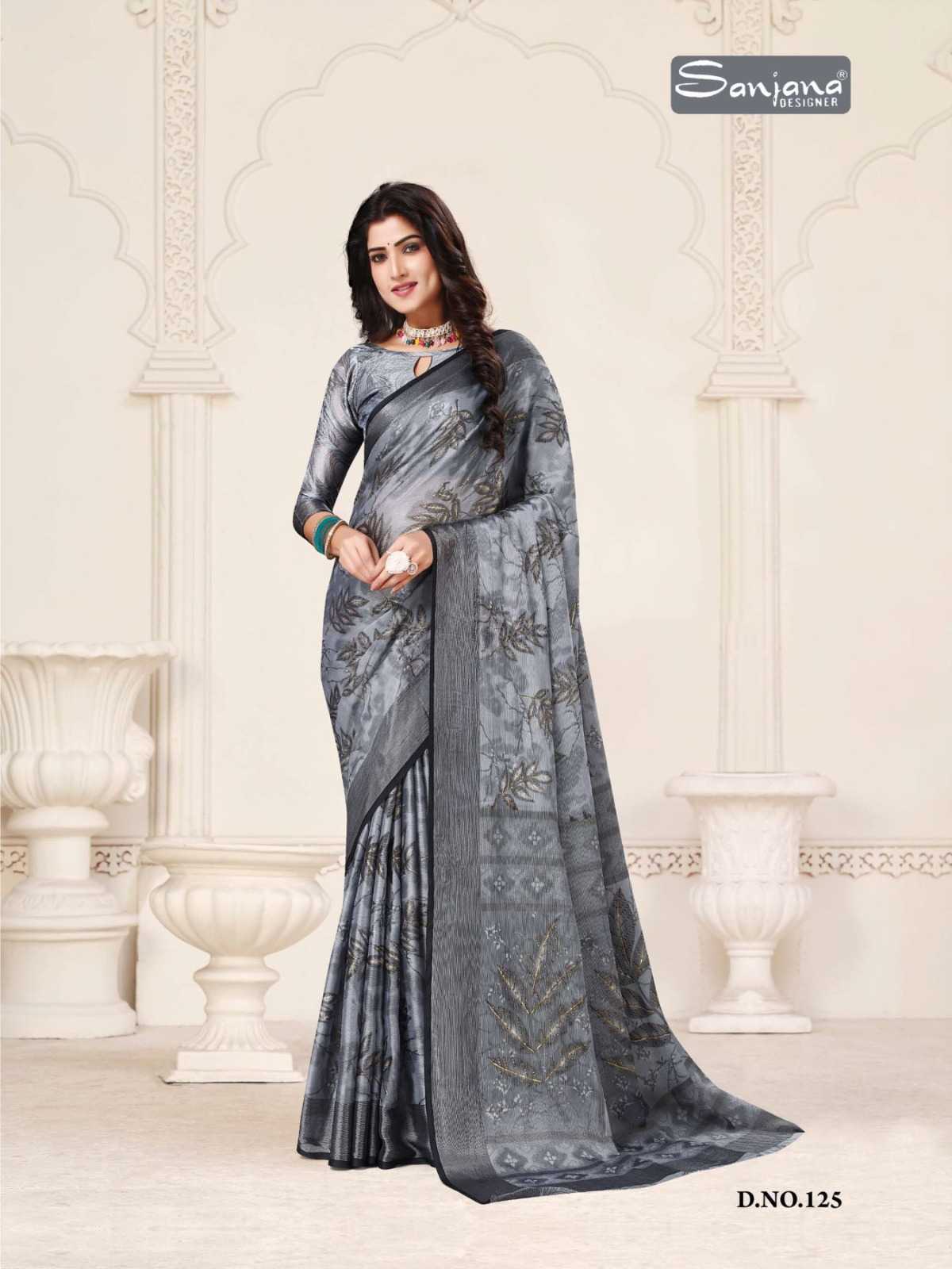 universal vol 5 by sanjana designer adorable fancy brasso foil sarees catalog