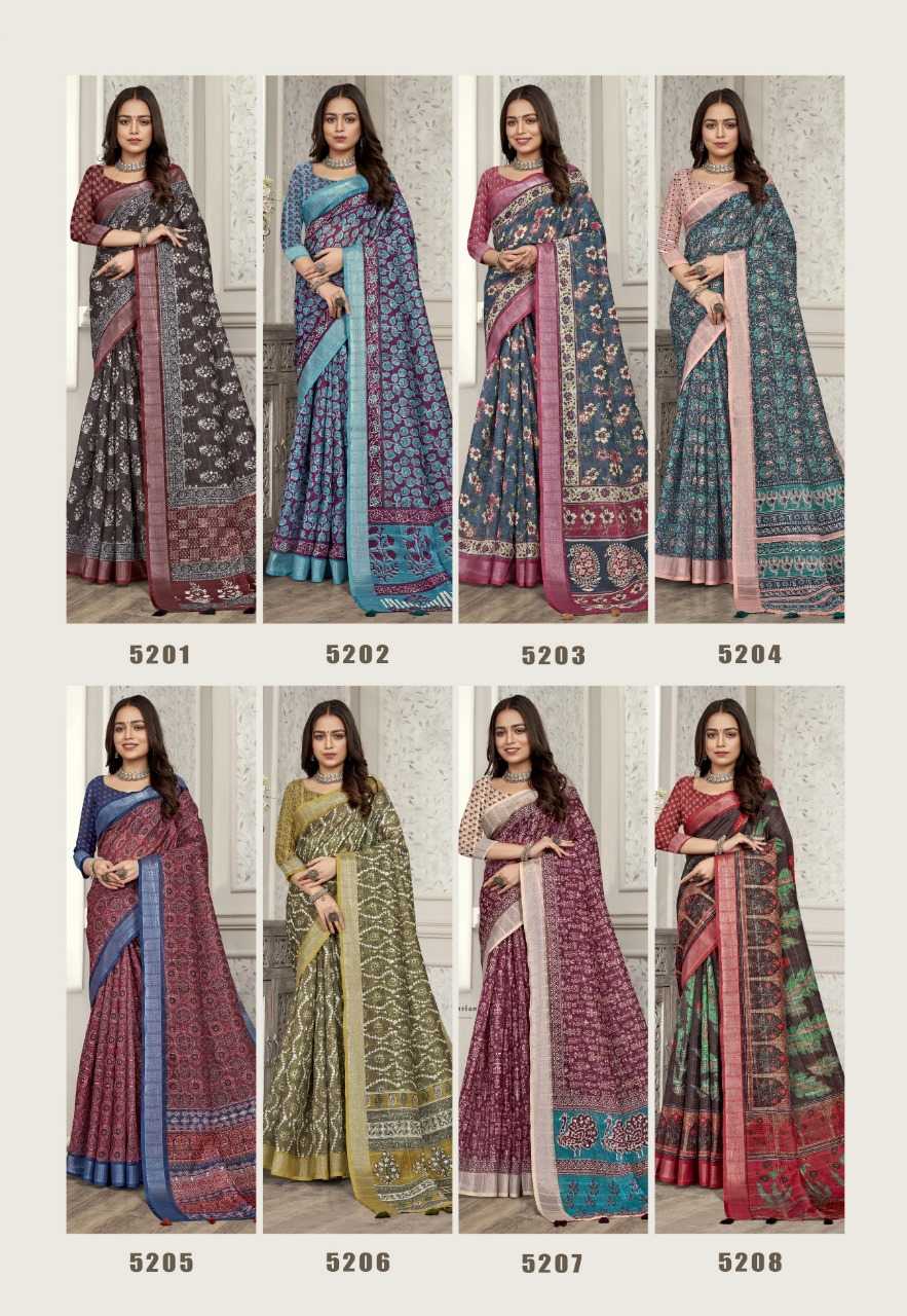vinamra corazo cotton fancy printed sarees supplier