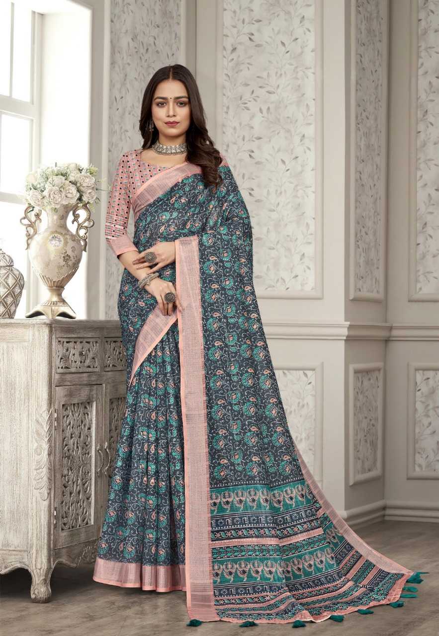 vinamra corazo cotton fancy printed sarees supplier