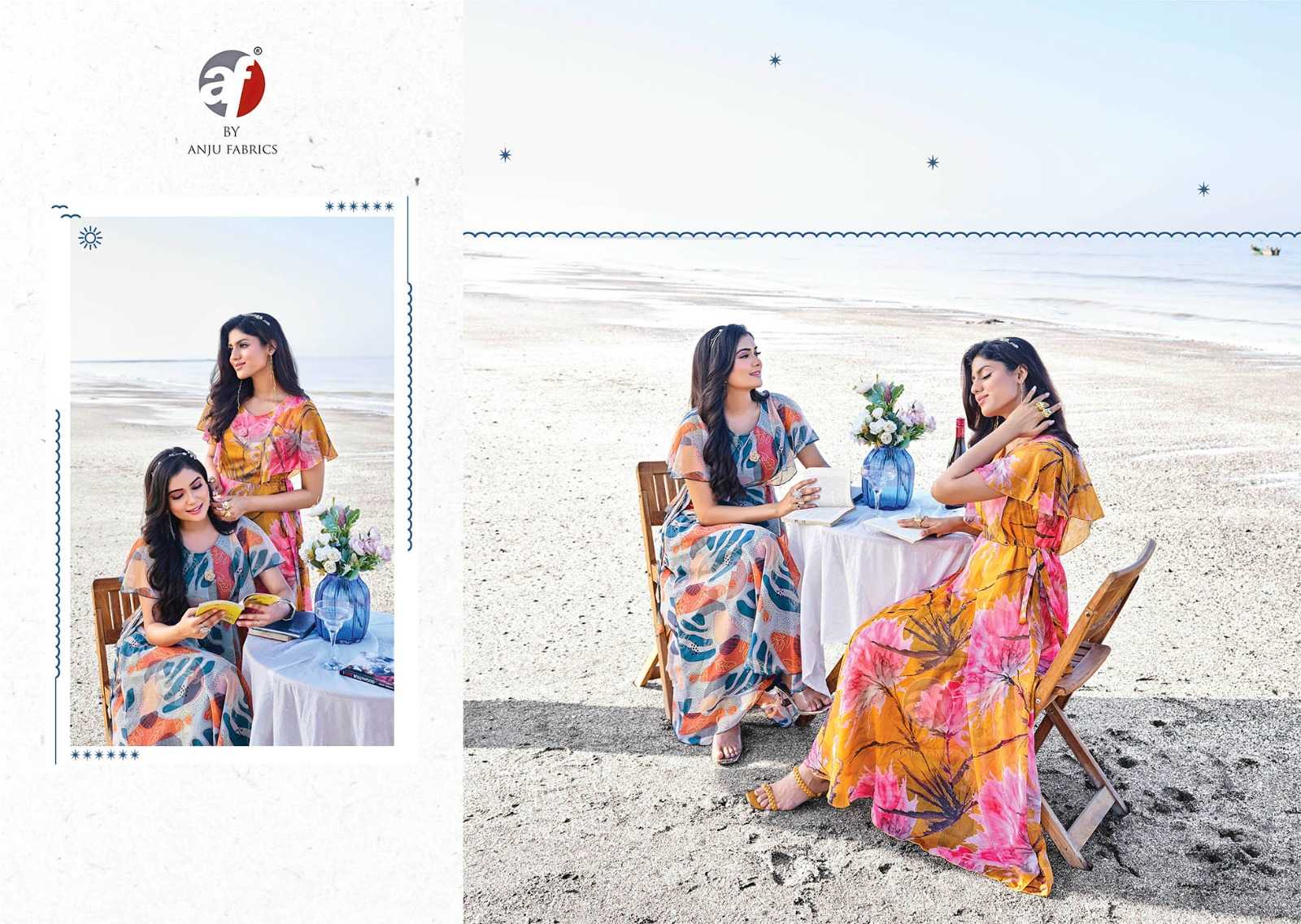 anju fab coral charm vol 4 readymade party wear digital print long dress