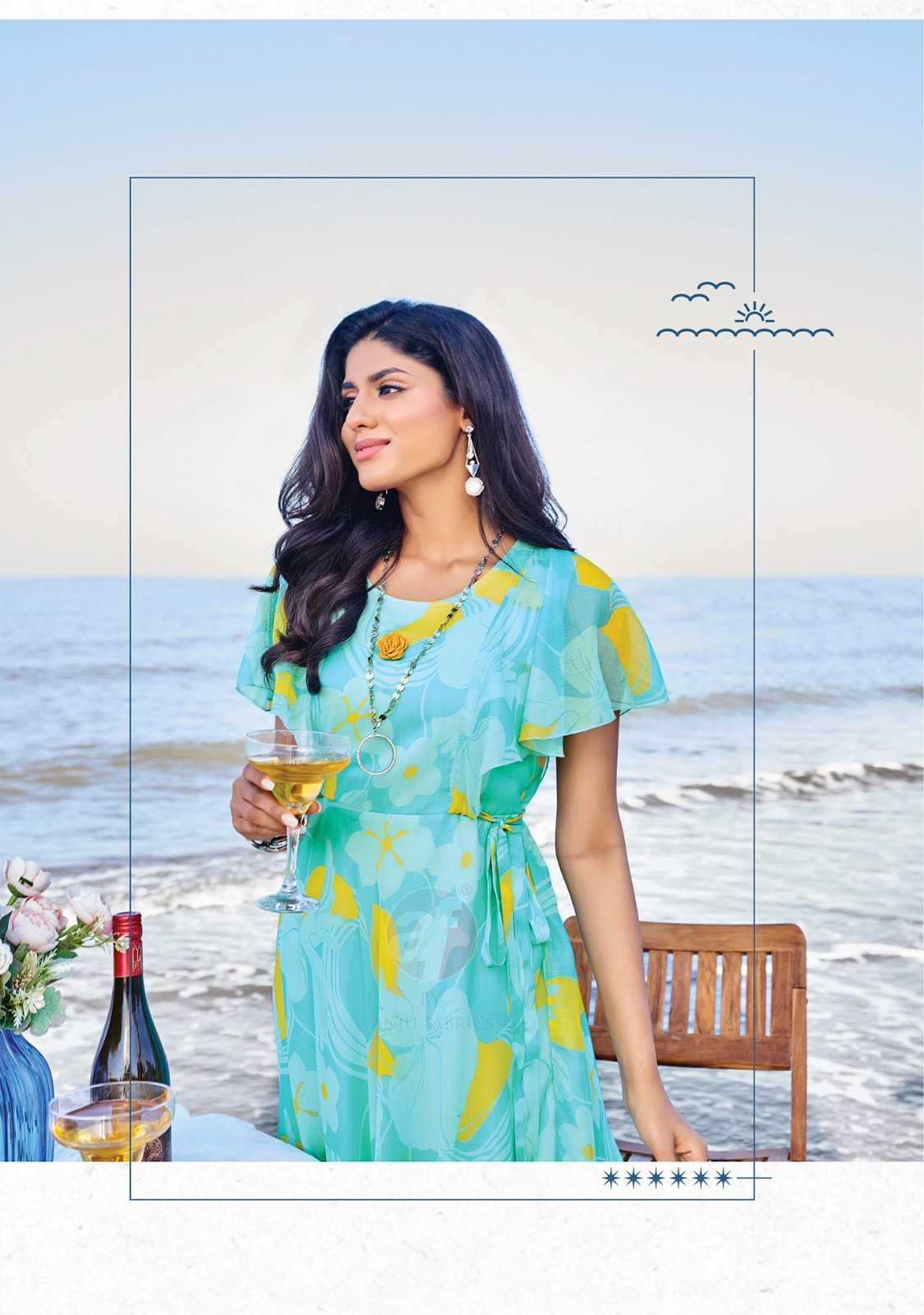 anju fab coral charm vol 4 readymade party wear digital print long dress