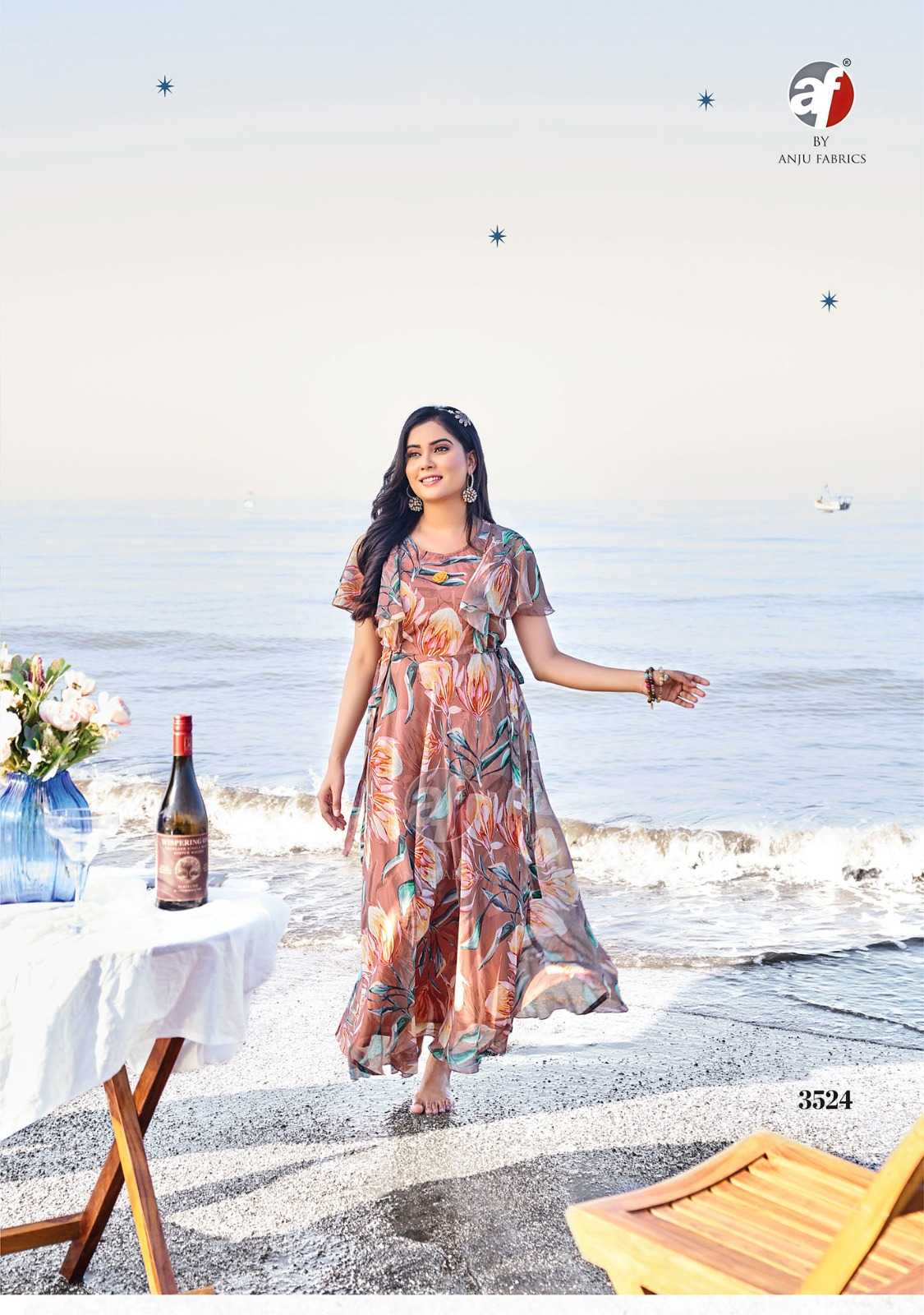 anju fab coral charm vol 4 readymade party wear digital print long dress