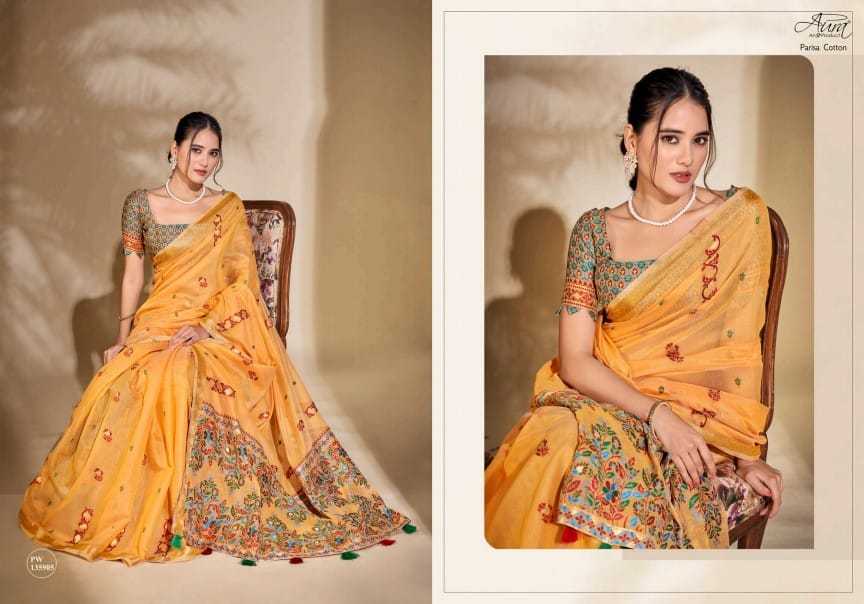 aura parisa cotton style with comfortable sarees catalog 