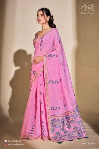 aura parisa cotton style with comfortable sarees catalog 