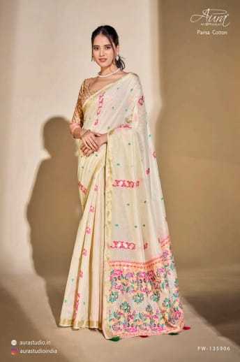 aura parisa cotton style with comfortable sarees catalog 