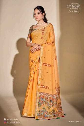 aura parisa cotton style with comfortable sarees catalog 