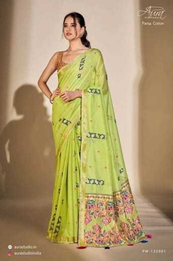 aura parisa cotton style with comfortable sarees catalog 
