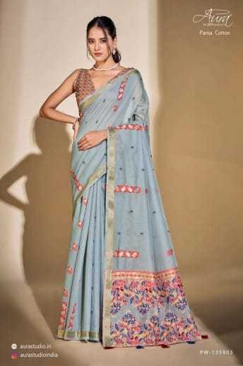 aura parisa cotton style with comfortable sarees catalog 