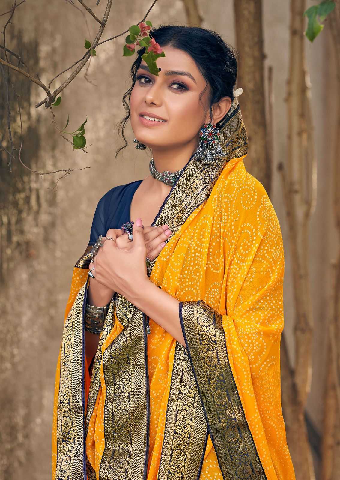 kashvi creation garima new catalog georgette bandhej print sarees 