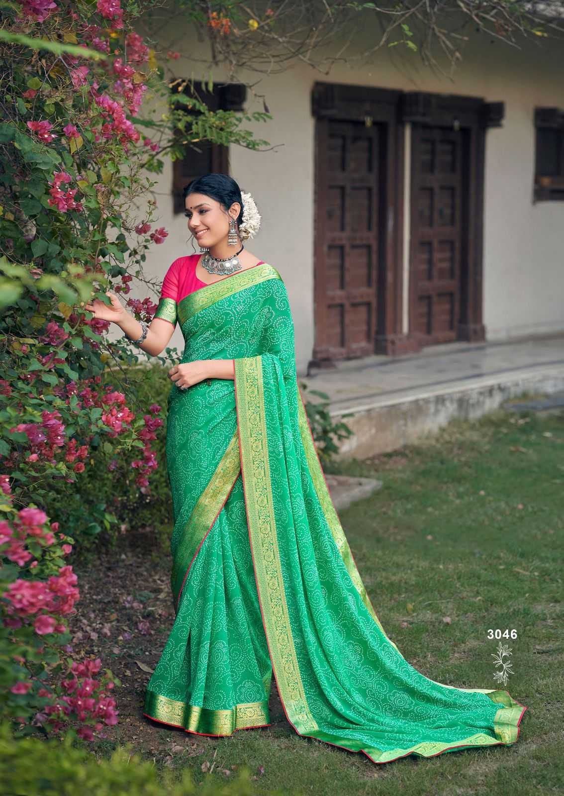 kashvi creation garima new catalog georgette bandhej print sarees 
