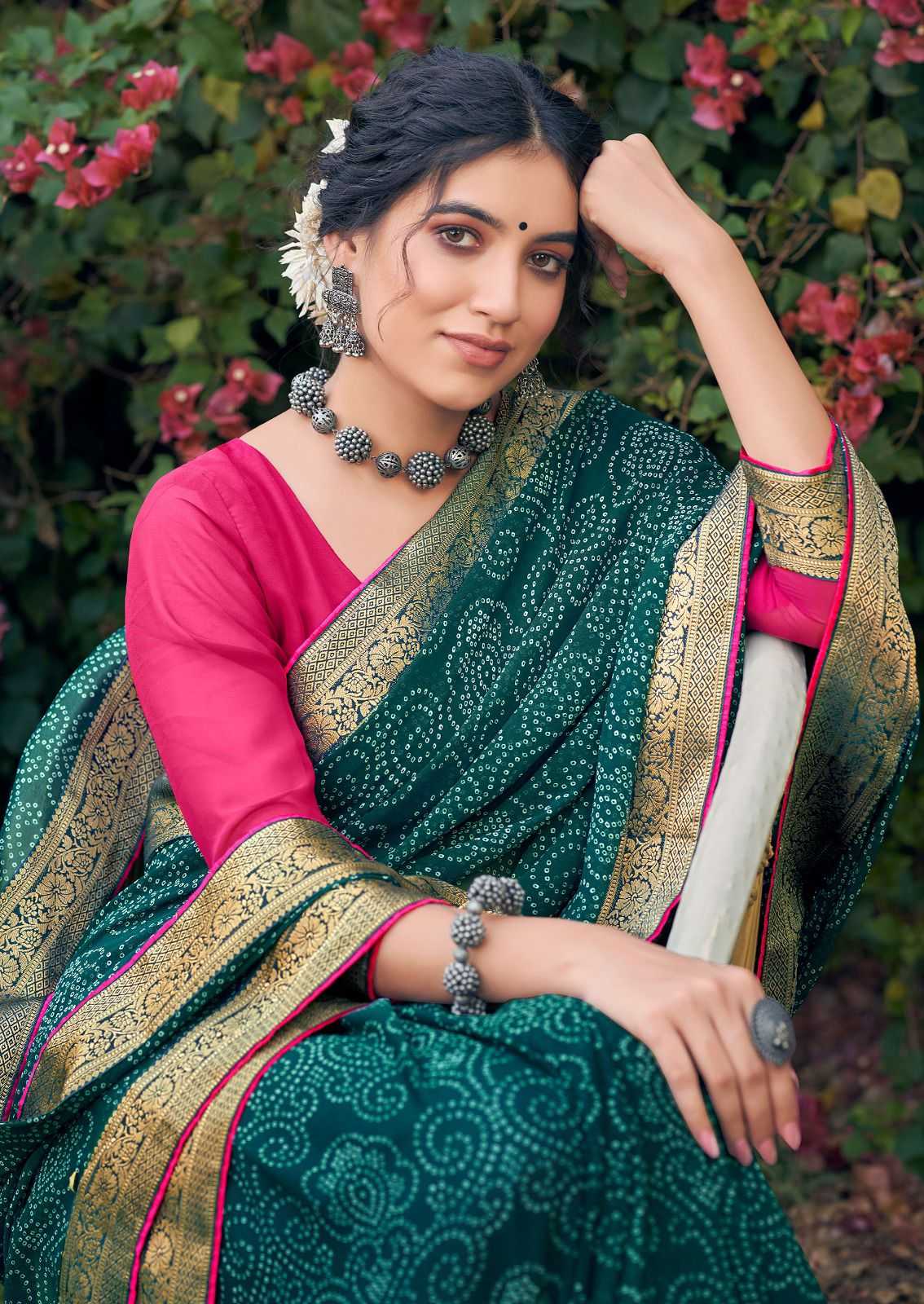 kashvi creation garima new catalog georgette bandhej print sarees 