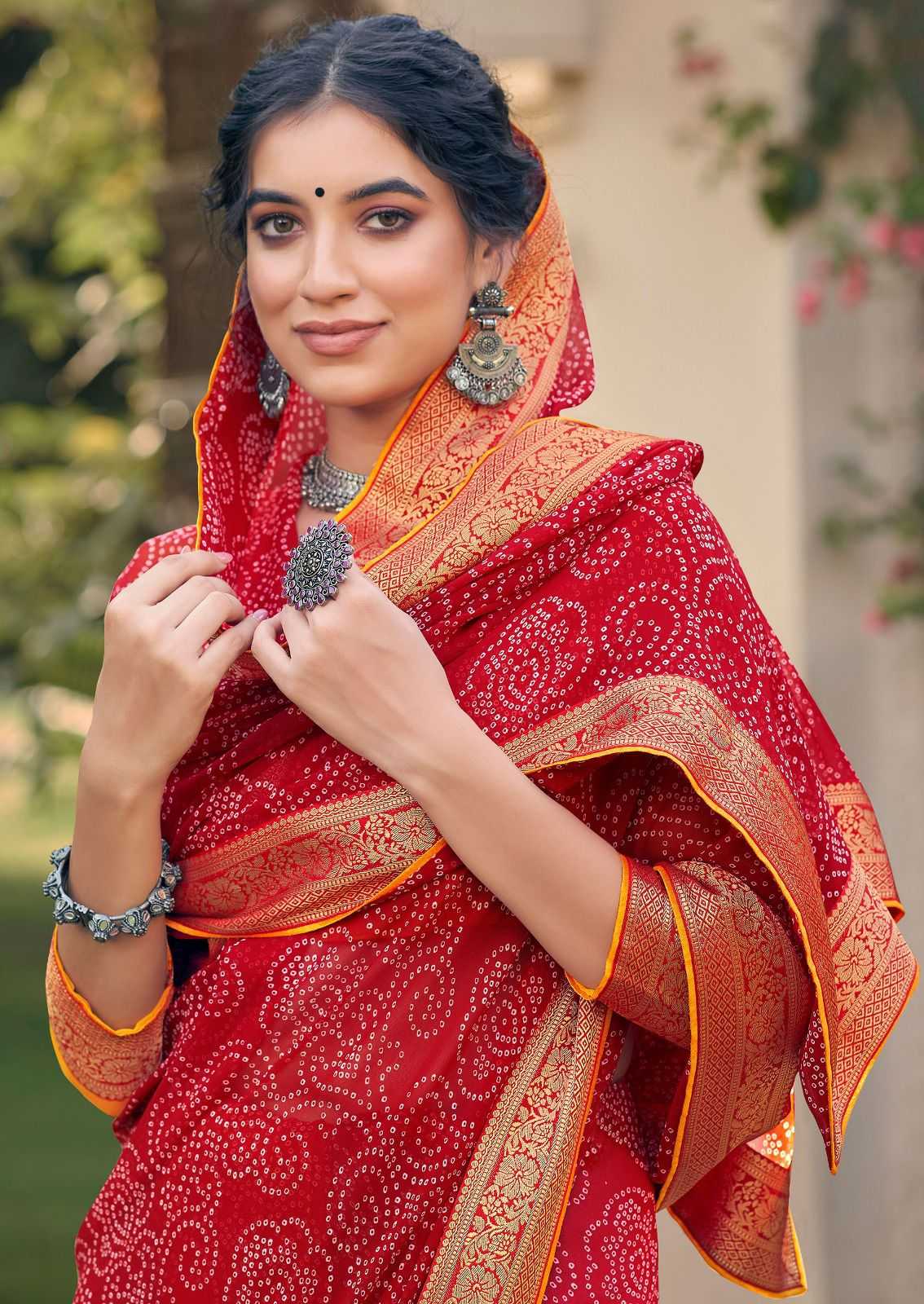 kashvi creation garima new catalog georgette bandhej print sarees 