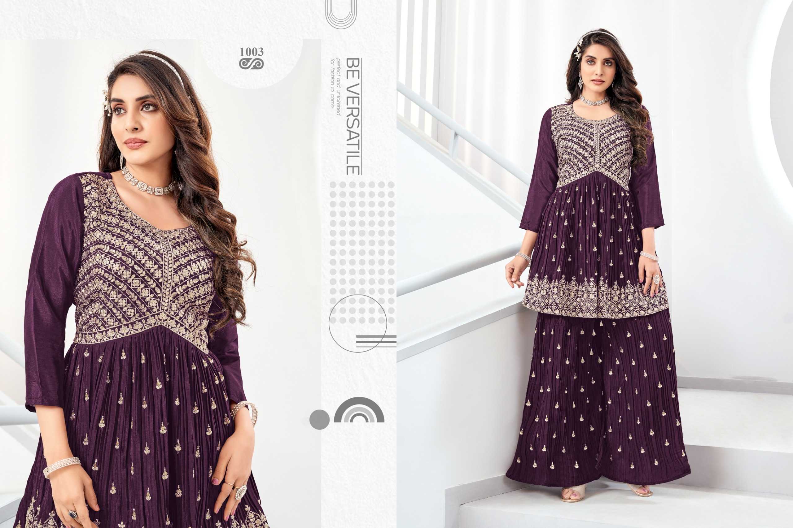 khushi fashion flora festive wear stitched designer kurti with sharara set catalog