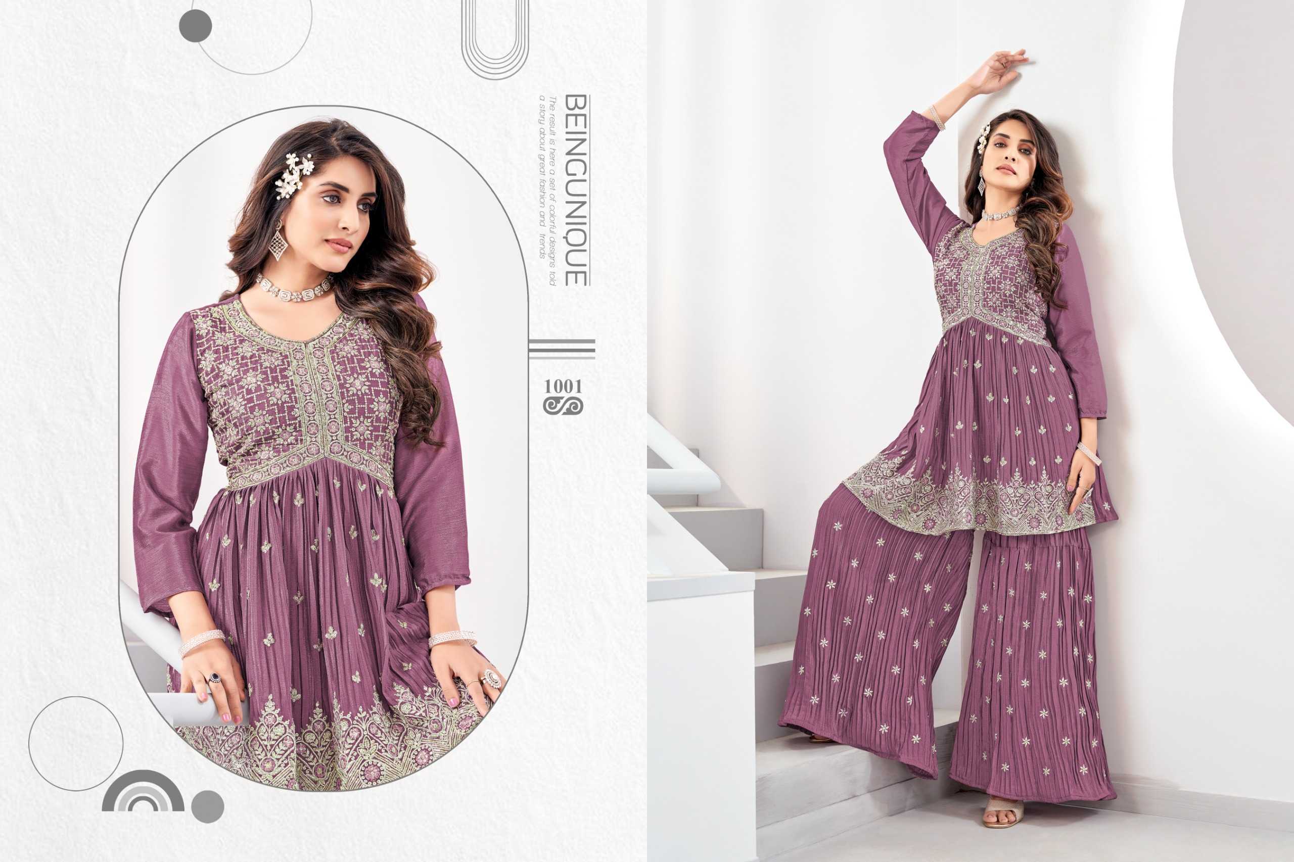 khushi fashion flora festive wear stitched designer kurti with sharara set catalog