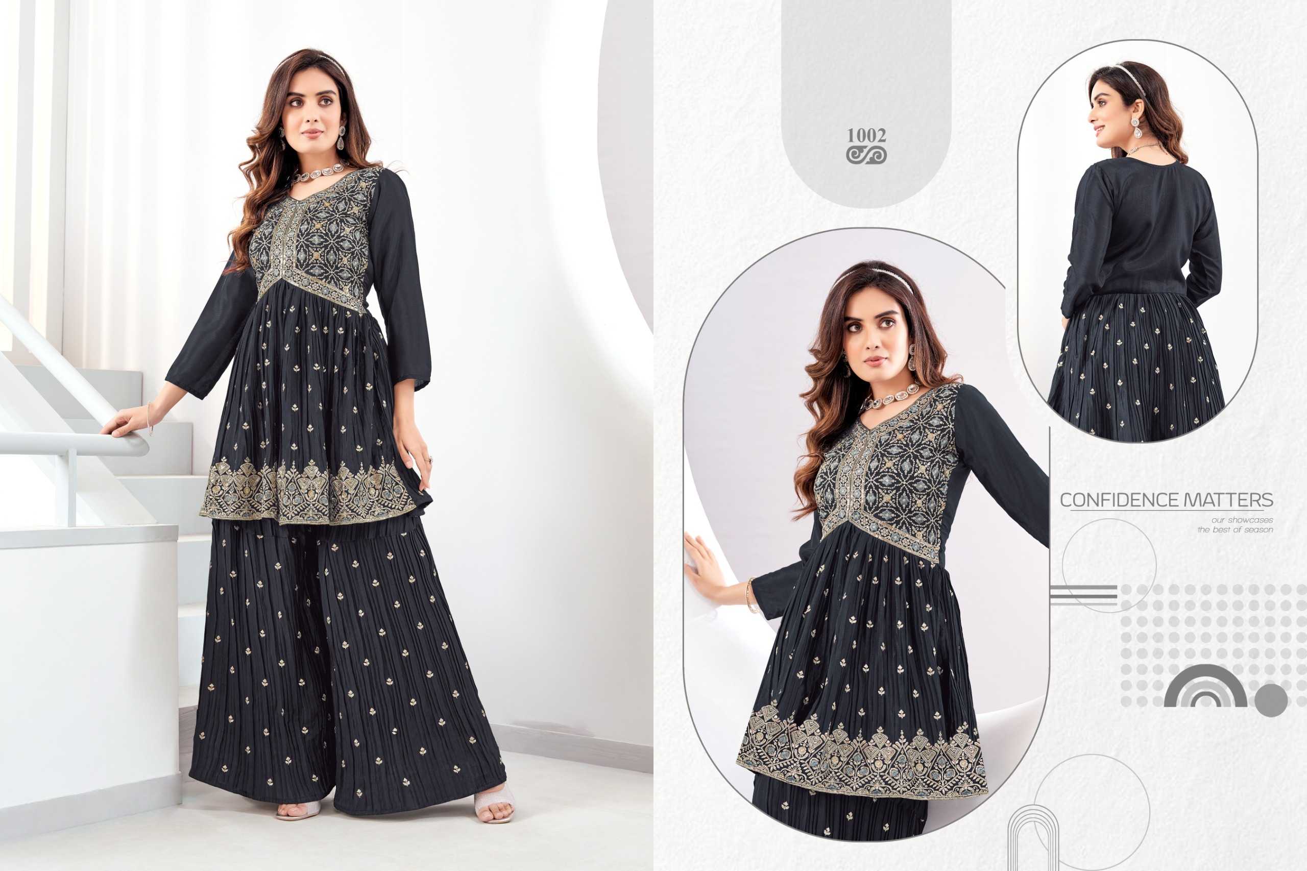 khushi fashion flora festive wear stitched designer kurti with sharara set catalog