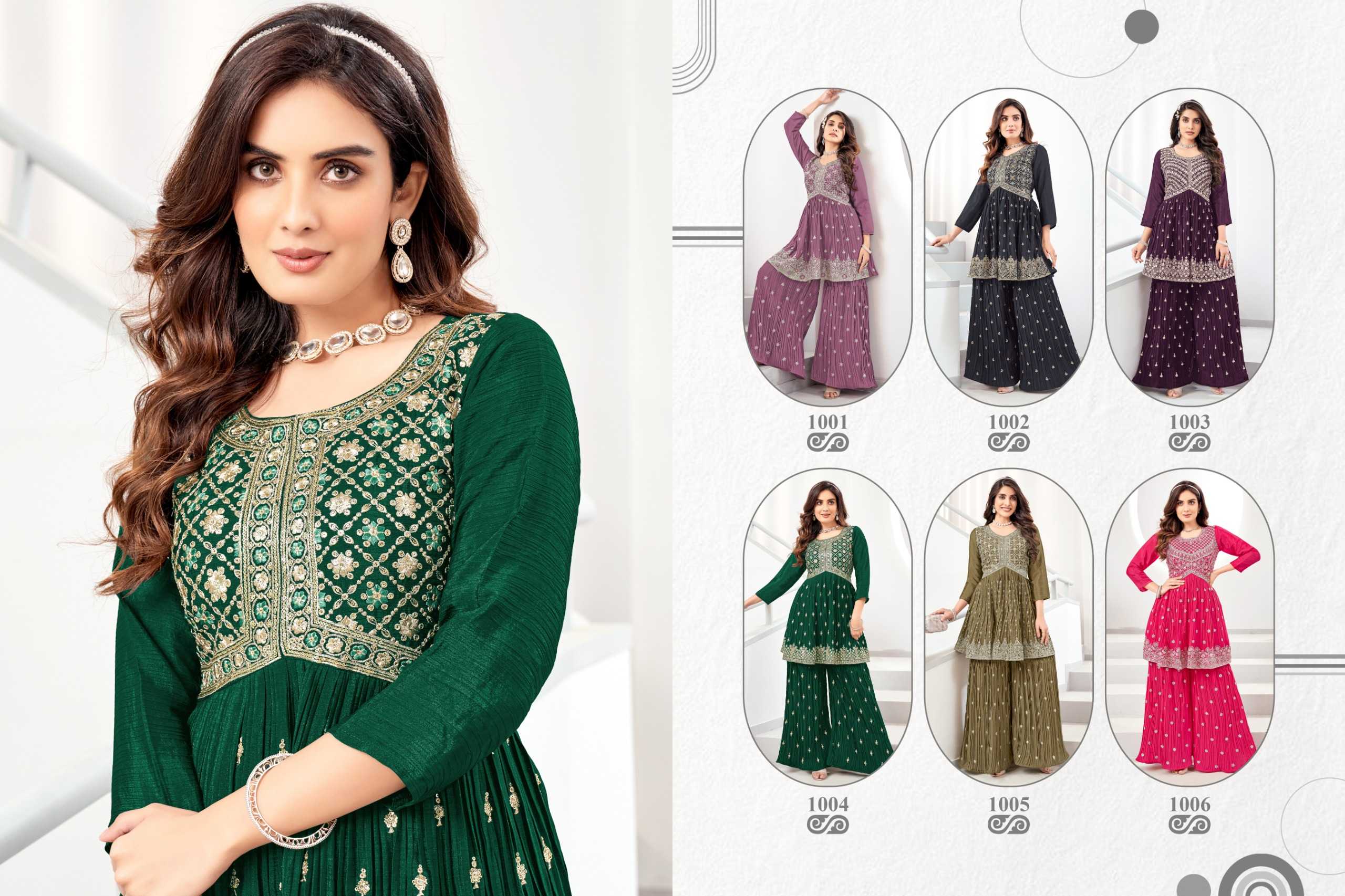 khushi fashion flora festive wear stitched designer kurti with sharara set catalog