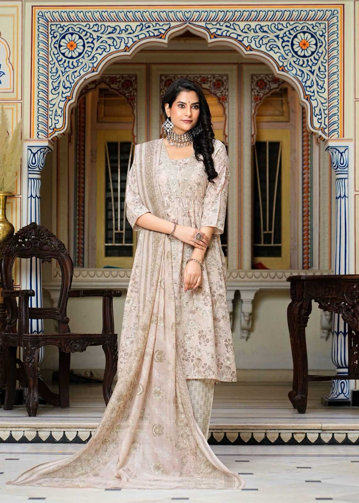 pr heritage nyra 3pcs set work adorable readymade nayra cut salwar suit combo set