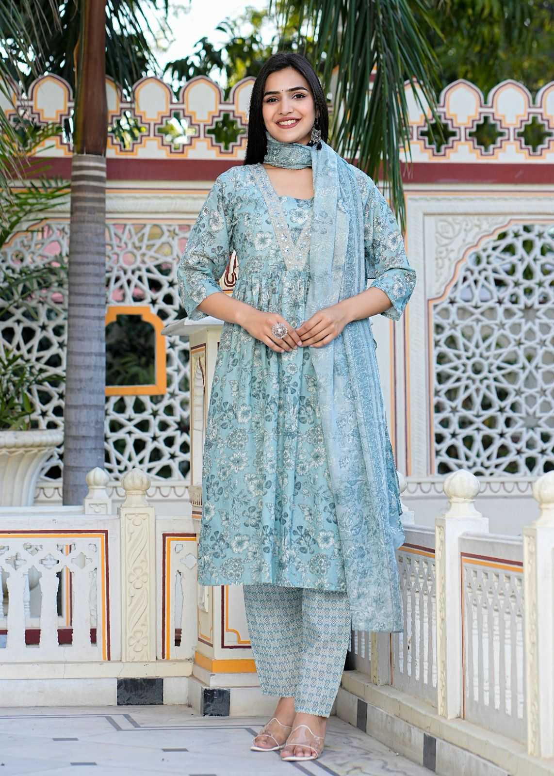 pr heritage nyra 3pcs set work adorable readymade nayra cut salwar suit combo set