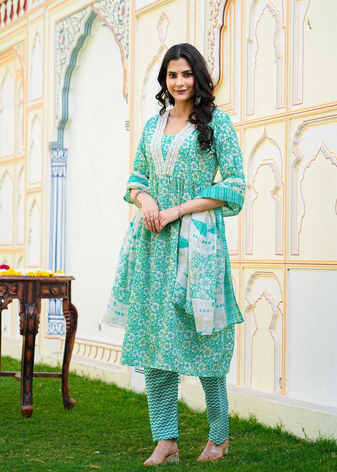 pr heritage nyra 3pcs set work adorable readymade nayra cut salwar suit combo set