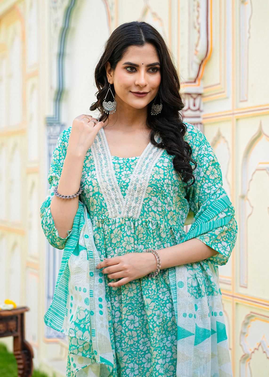 pr heritage nyra 3pcs set work adorable readymade nayra cut salwar suit combo set