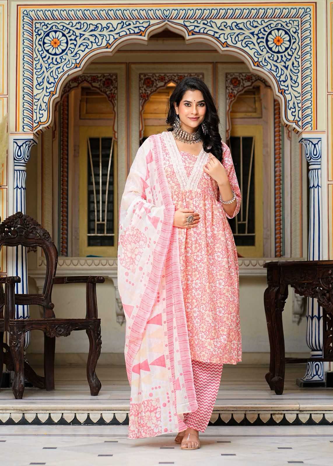 pr heritage nyra 3pcs set work adorable readymade nayra cut salwar suit combo set