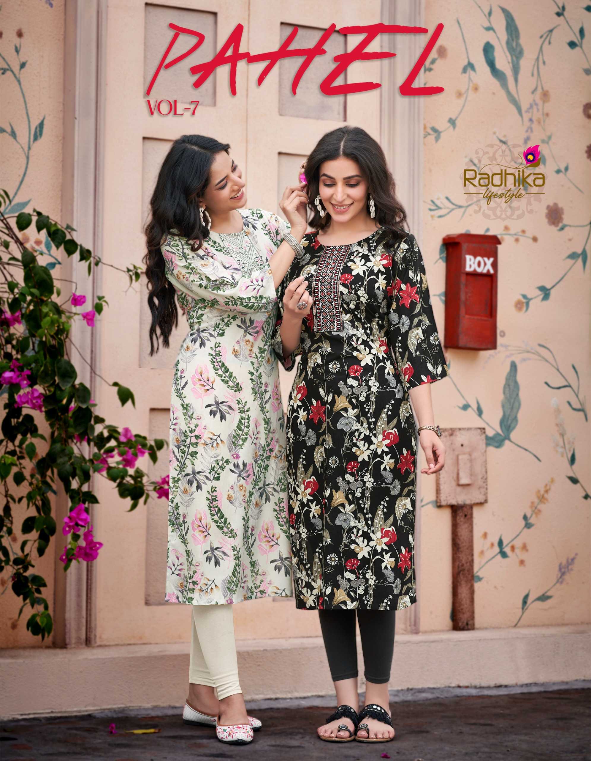 radhika lifestyle pahel vol 7 readymade work straight kurti in plus size