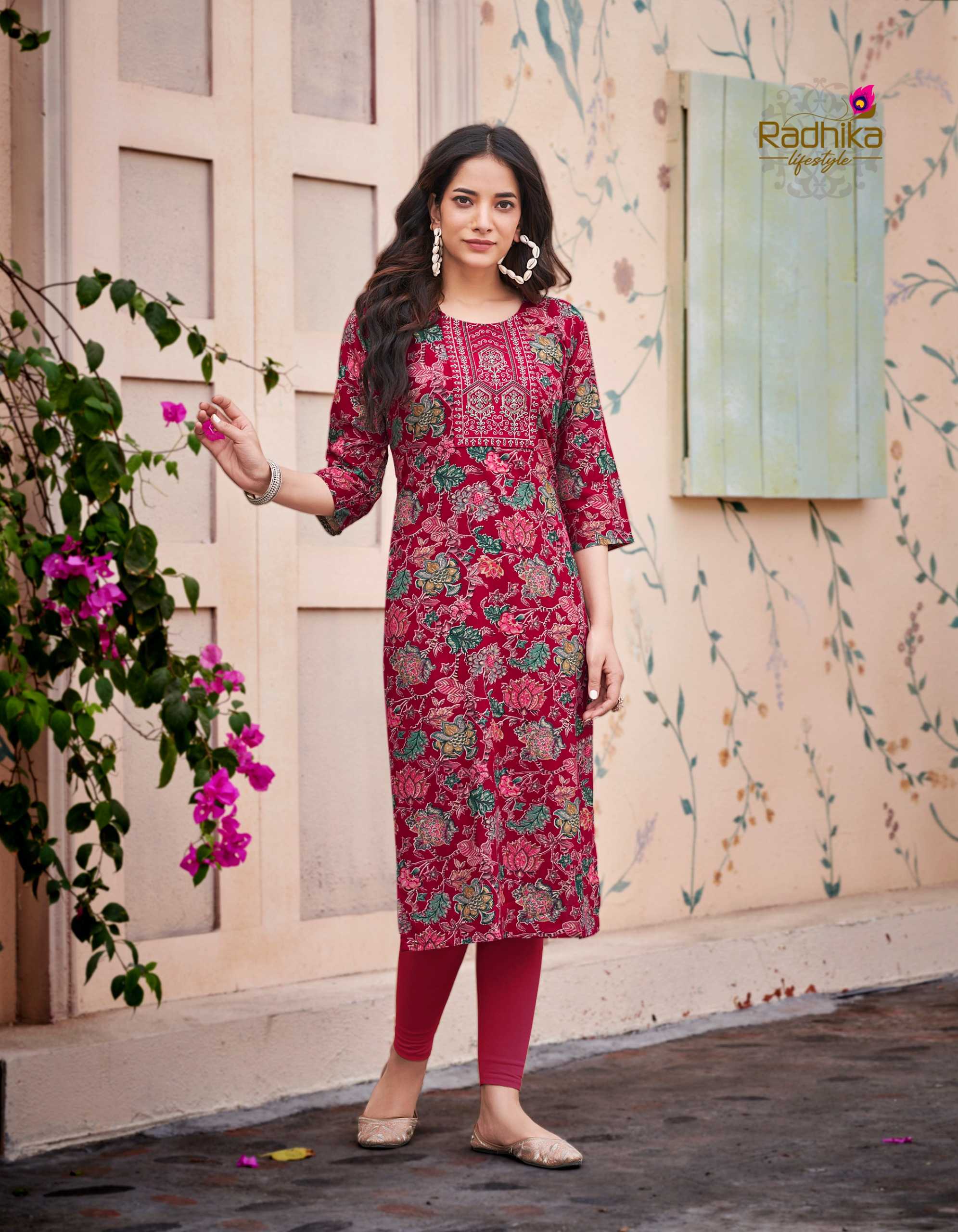 radhika lifestyle pahel vol 7 readymade work straight kurti in plus size